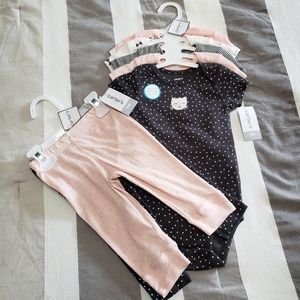 New 9 month Baby girl Carter's shirt onesies pants
